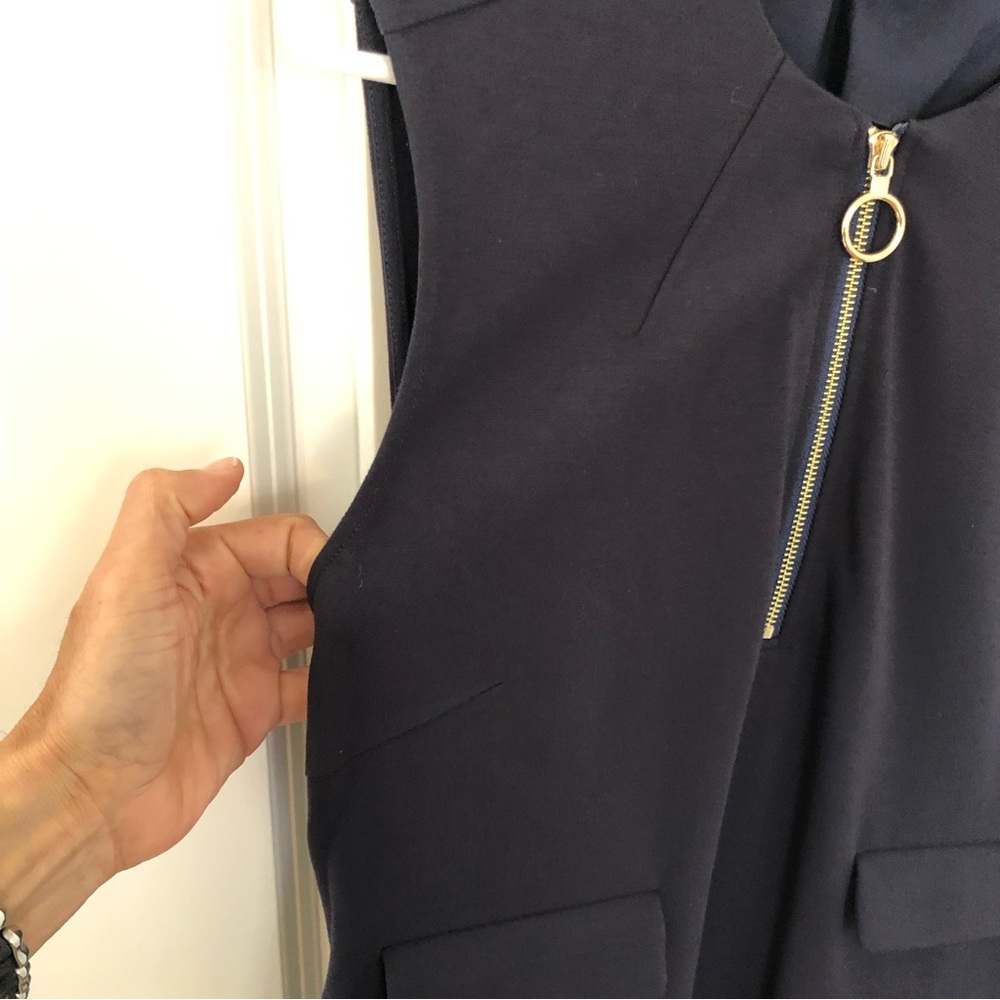 Tory Burch Pencil sheath Dress compression fabric front exposed Zipper pockets M - Picture 7 of 13